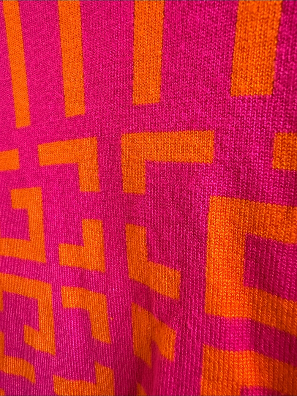 Lizette Collection Geometric Maze Cropped Knit Sweater Pink Orange Size S - Picture 5 of 11
